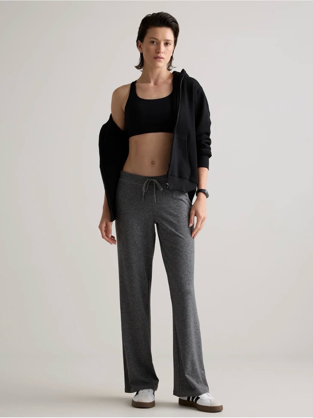 Quince Flowknit Drawstring Wide-Leg Pants - Heather Gray